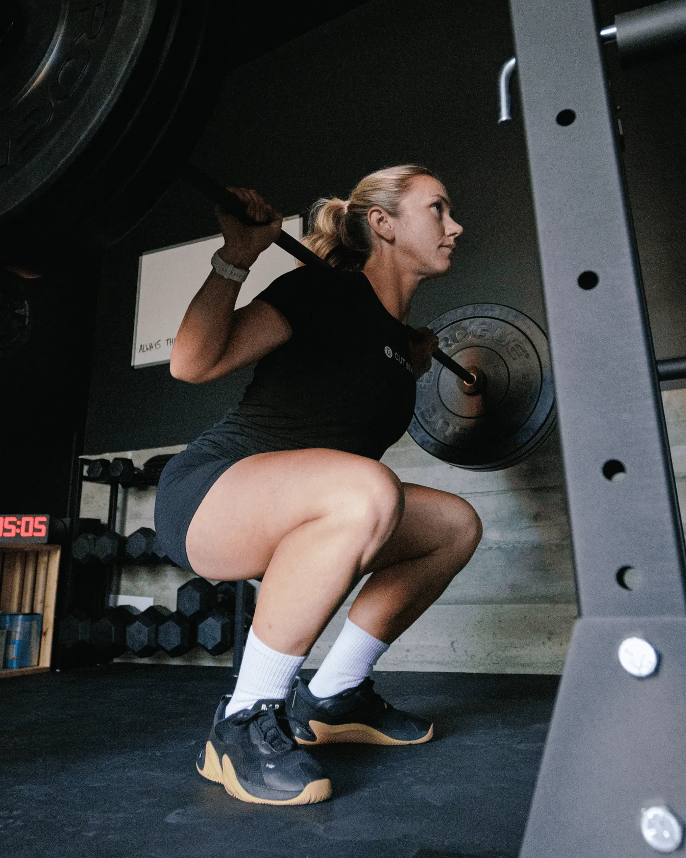 Athlete lifting in the gym in Outway socks