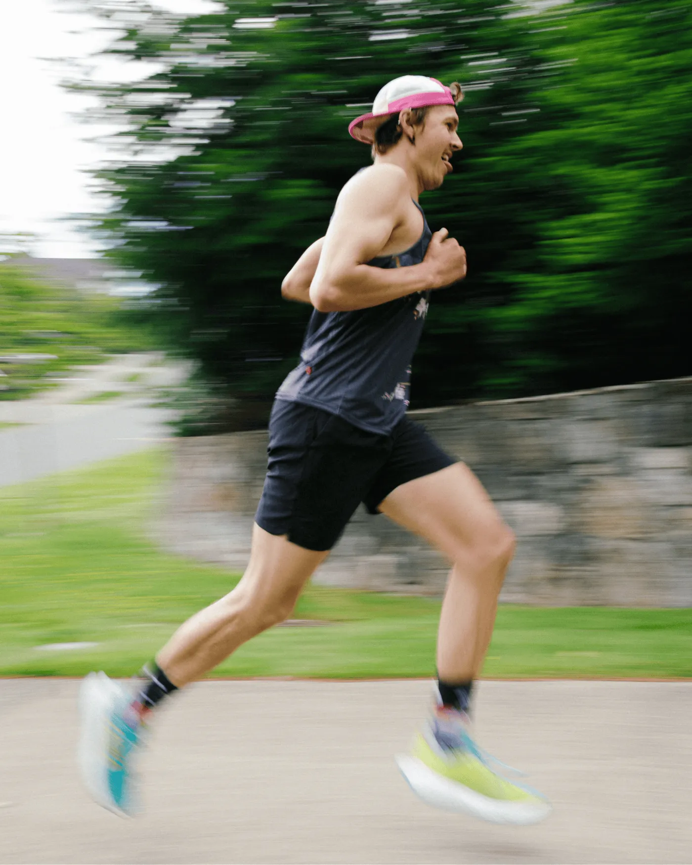Runner on a forest path in Outway socks