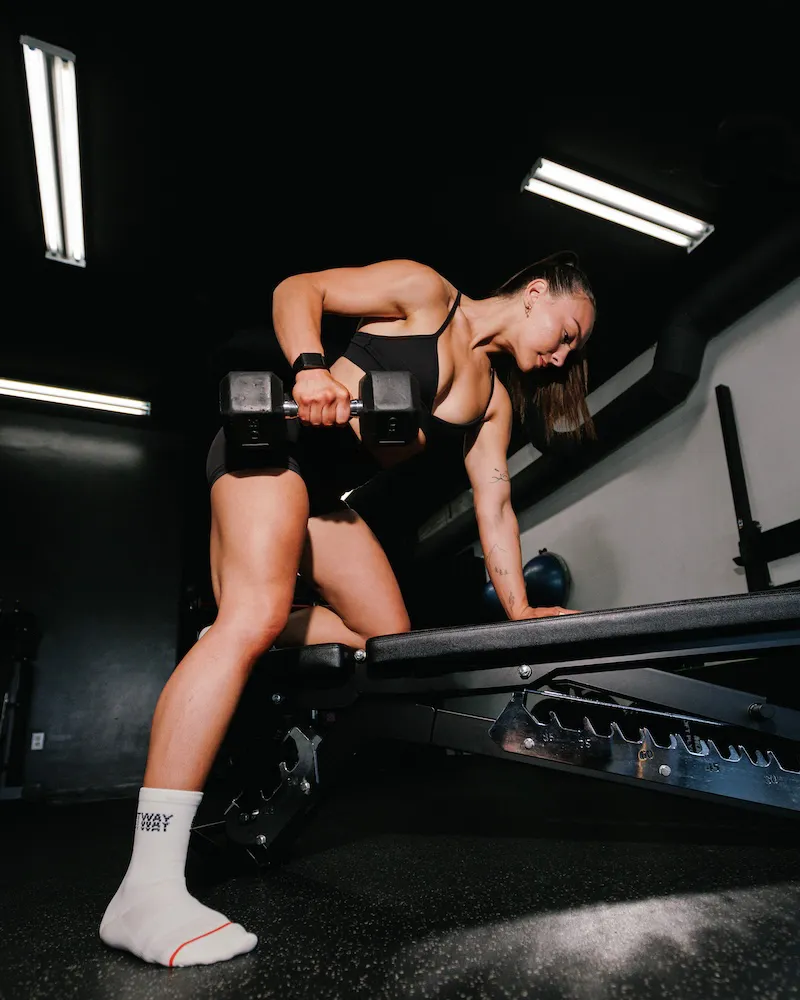 Athlete training in the gym in Outway socks, Core Collection shoot